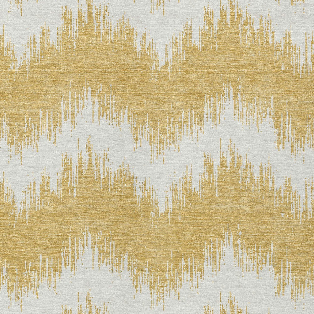 Tabselect Home Line 8' X 10' Gold And Ivory Chevron Washable Indoor Outdoor Area Rug