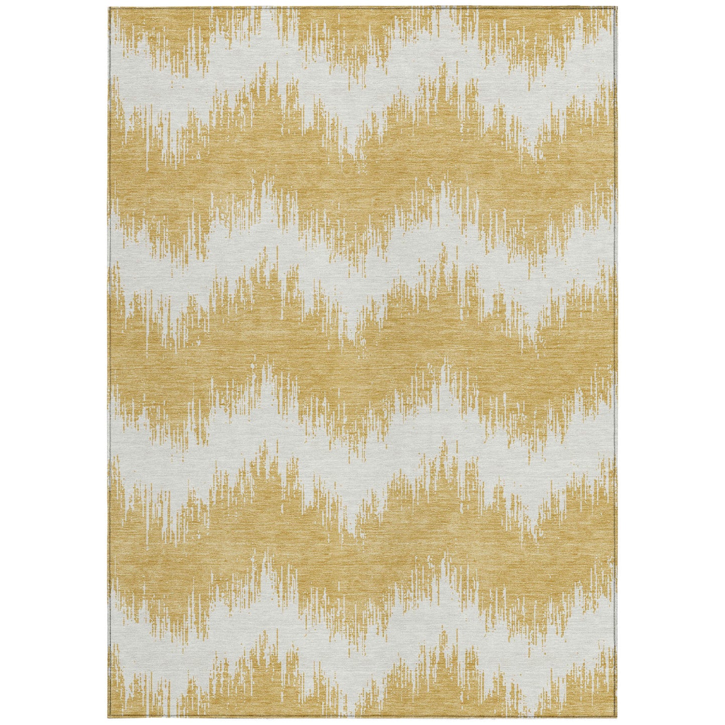 Tabselect Home Line 8' X 10' Gold And Ivory Chevron Washable Indoor Outdoor Area Rug