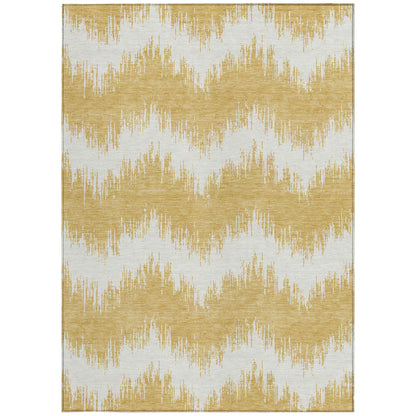 Tabselect Home Line 8' X 10' Gold And Ivory Chevron Washable Indoor Outdoor Area Rug