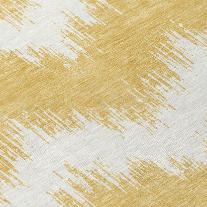 Tabselect Home Line 8' X 10' Gold And Ivory Chevron Washable Indoor Outdoor Area Rug