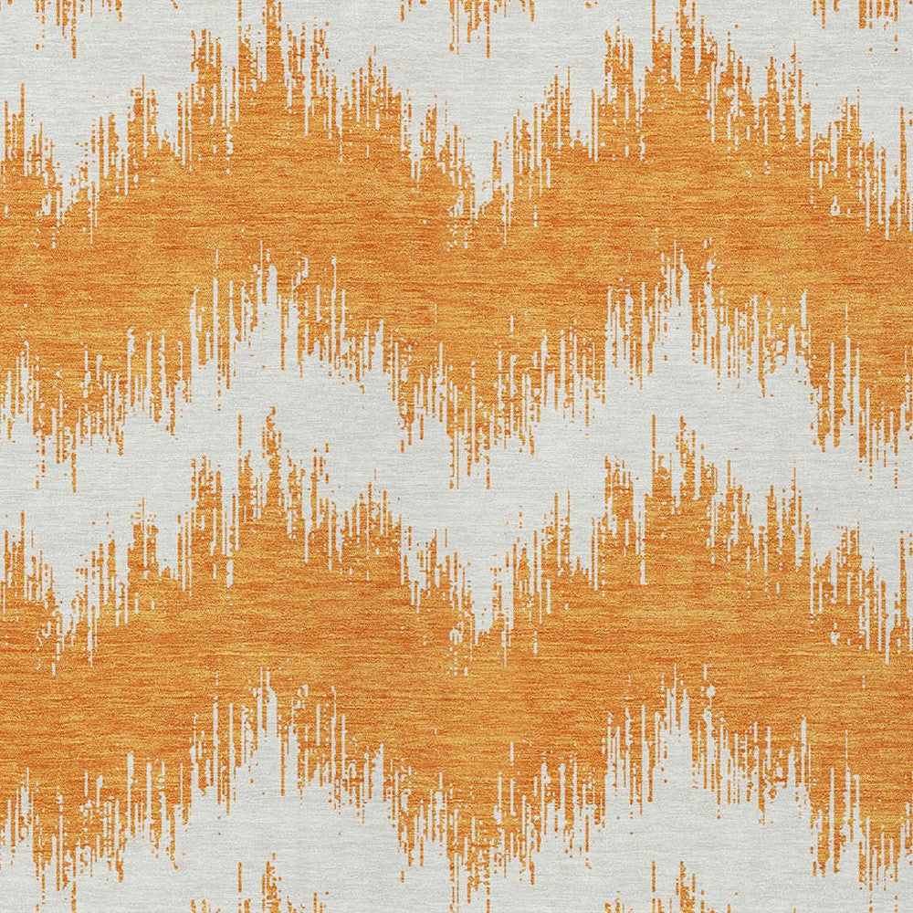 Tabselect Home Line 5' X 8' Orange And Ivory Chevron Washable Indoor Outdoor Area Rug