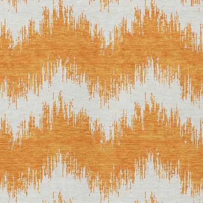 Tabselect Home Line 5' X 8' Orange And Ivory Chevron Washable Indoor Outdoor Area Rug