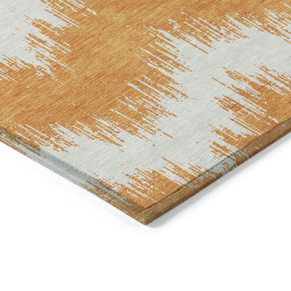 Tabselect Home Line 5' X 8' Orange And Ivory Chevron Washable Indoor Outdoor Area Rug