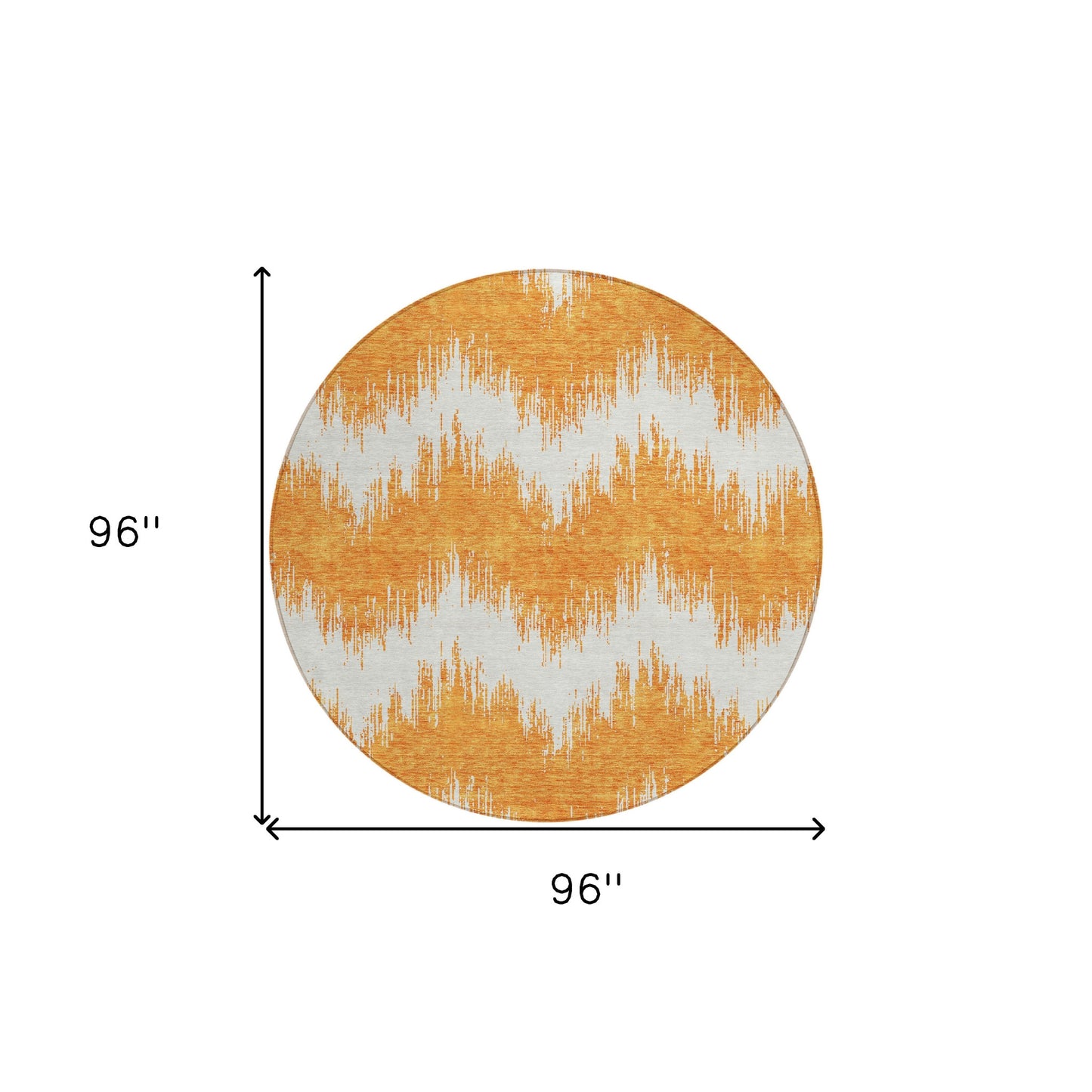 Tabselect Home Line 8' Orange And Ivory Round Chevron Washable Indoor Outdoor Area Rug