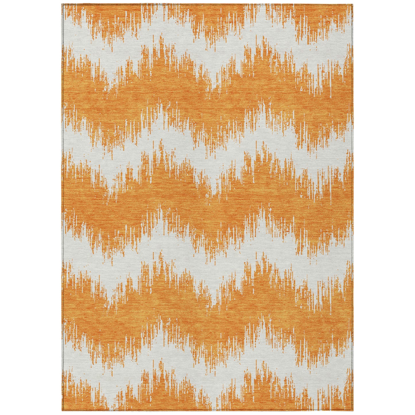 Tabselect Home Line 8' X 10' Orange And Ivory Chevron Washable Indoor Outdoor Area Rug