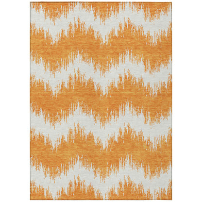 Tabselect Home Line 8' X 10' Orange And Ivory Chevron Washable Indoor Outdoor Area Rug