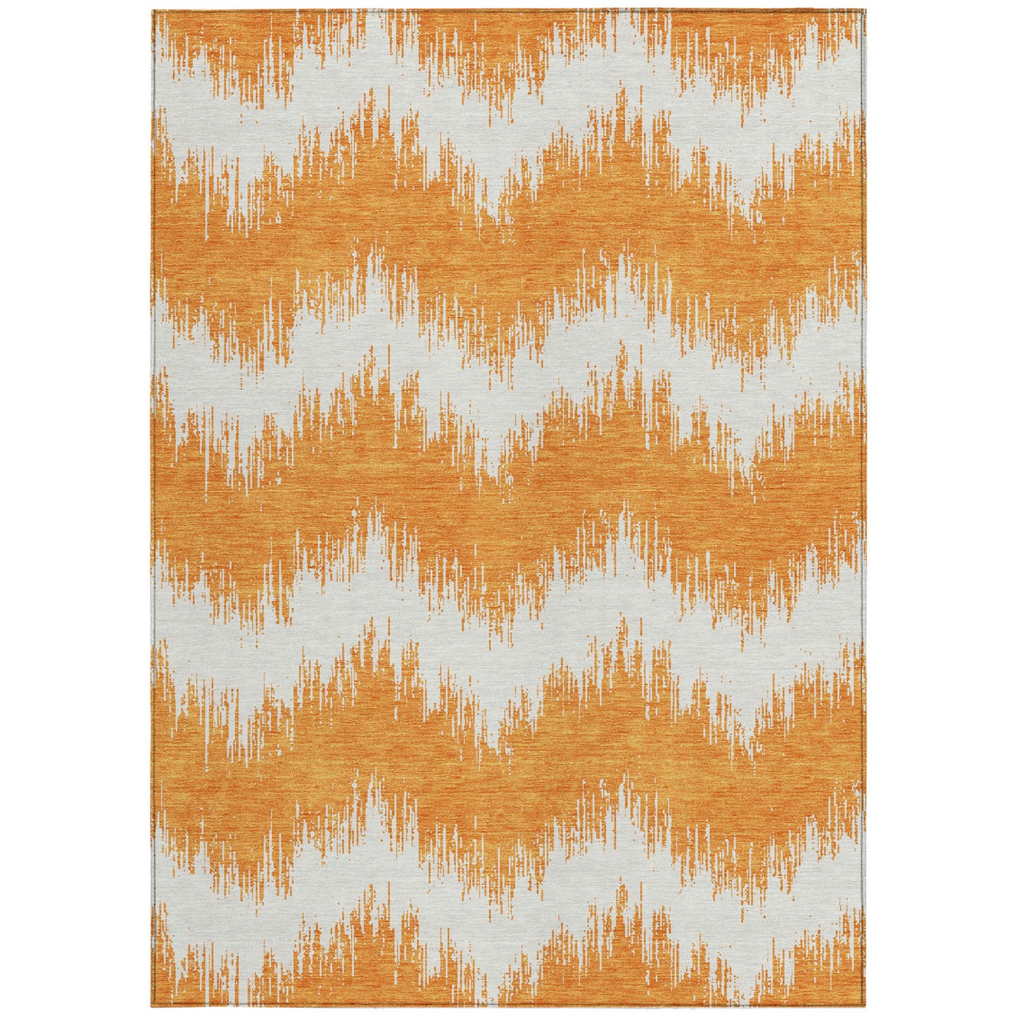 Tabselect Home Line 8' X 10' Orange And Ivory Chevron Washable Indoor Outdoor Area Rug