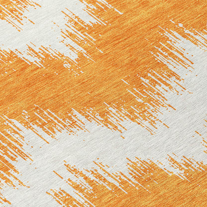Tabselect Home Line 8' X 10' Orange And Ivory Chevron Washable Indoor Outdoor Area Rug