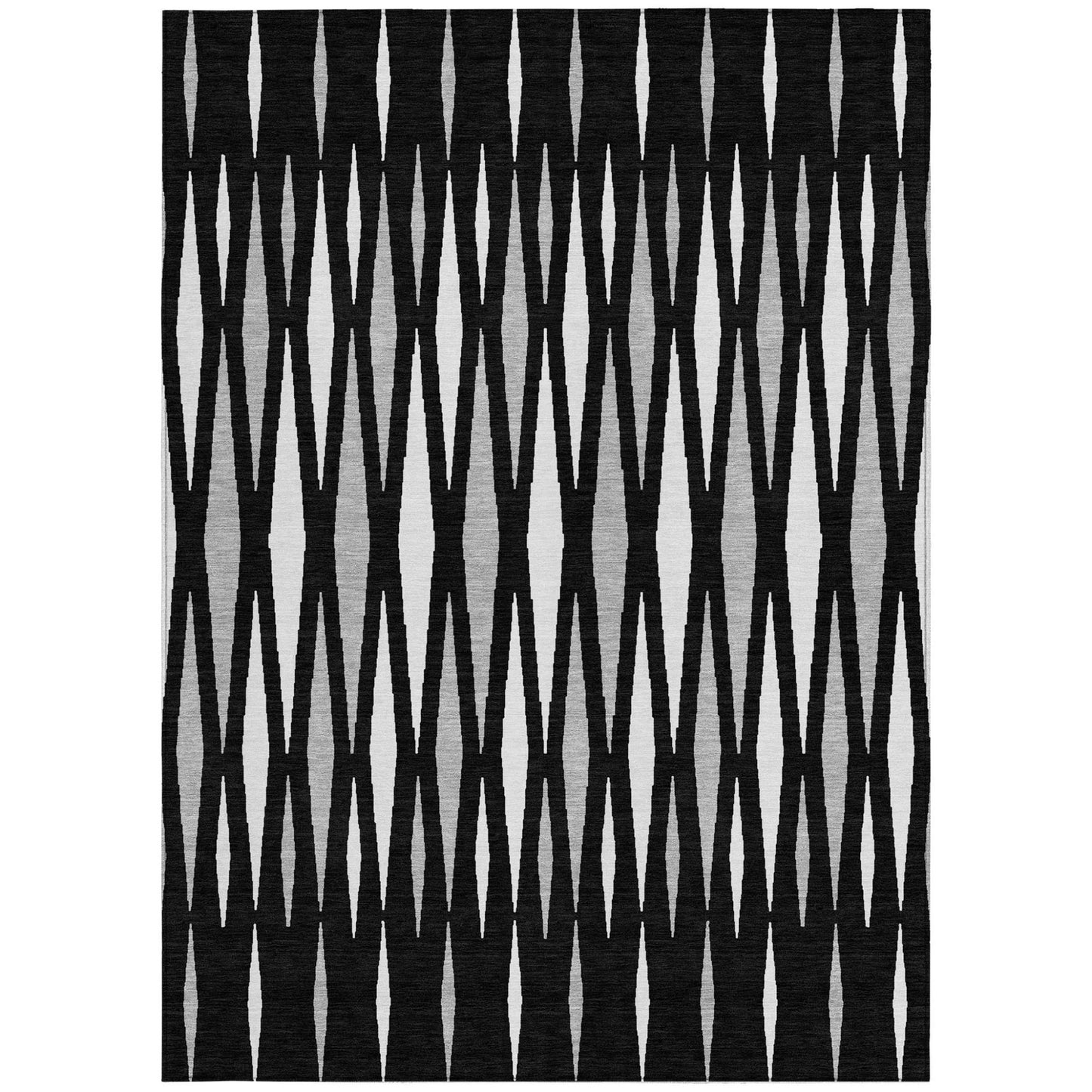 Tabselect Home Line 5' X 8' Black Ivory And Gray Geometric Washable Indoor Outdoor Area Rug
