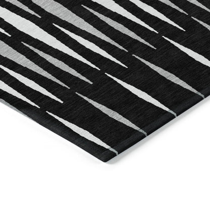Tabselect Home Line 5' X 8' Black Ivory And Gray Geometric Washable Indoor Outdoor Area Rug