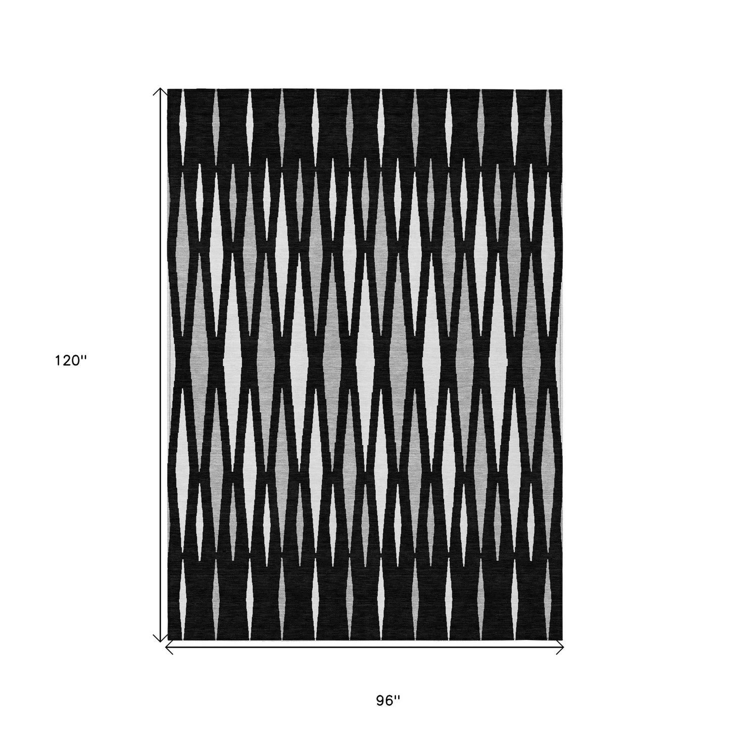 Tabselect Home Line 8' X 10' Black Ivory And Gray Geometric Washable Indoor Outdoor Area Rug