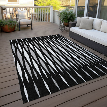Tabselect Home Line 8' X 10' Black Ivory And Gray Geometric Washable Indoor Outdoor Area Rug