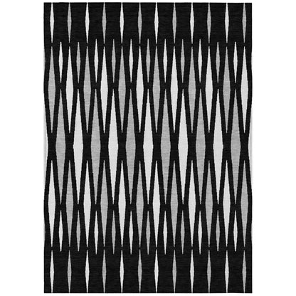 Tabselect Home Line 8' X 10' Black Ivory And Gray Geometric Washable Indoor Outdoor Area Rug
