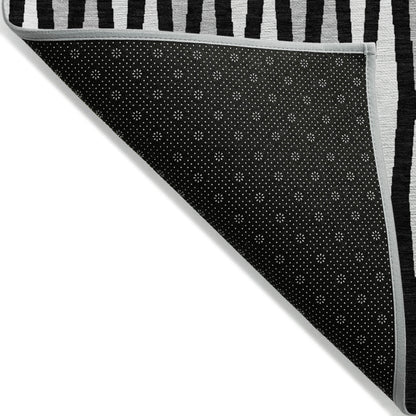 Tabselect Home Line 8' X 10' Black Ivory And Gray Geometric Washable Indoor Outdoor Area Rug