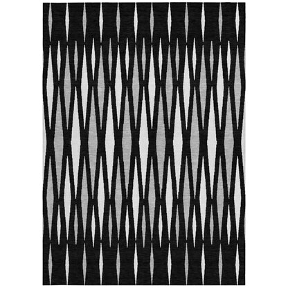 Tabselect Home Line 8' X 10' Black Ivory And Gray Geometric Washable Indoor Outdoor Area Rug