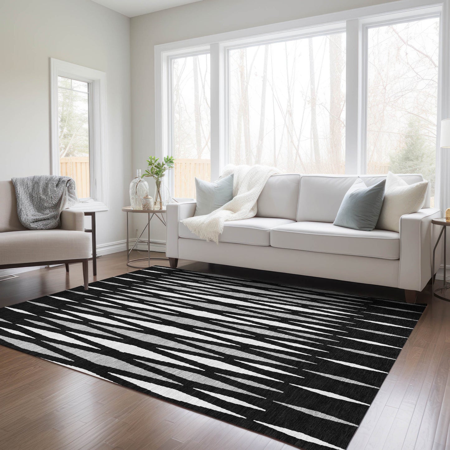 Tabselect Home Line 8' X 10' Black Ivory And Gray Geometric Washable Indoor Outdoor Area Rug