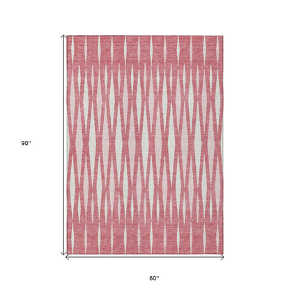 Tabselect Home Line 5' X 8' Blush And Ivory Geometric Washable Indoor Outdoor Area Rug