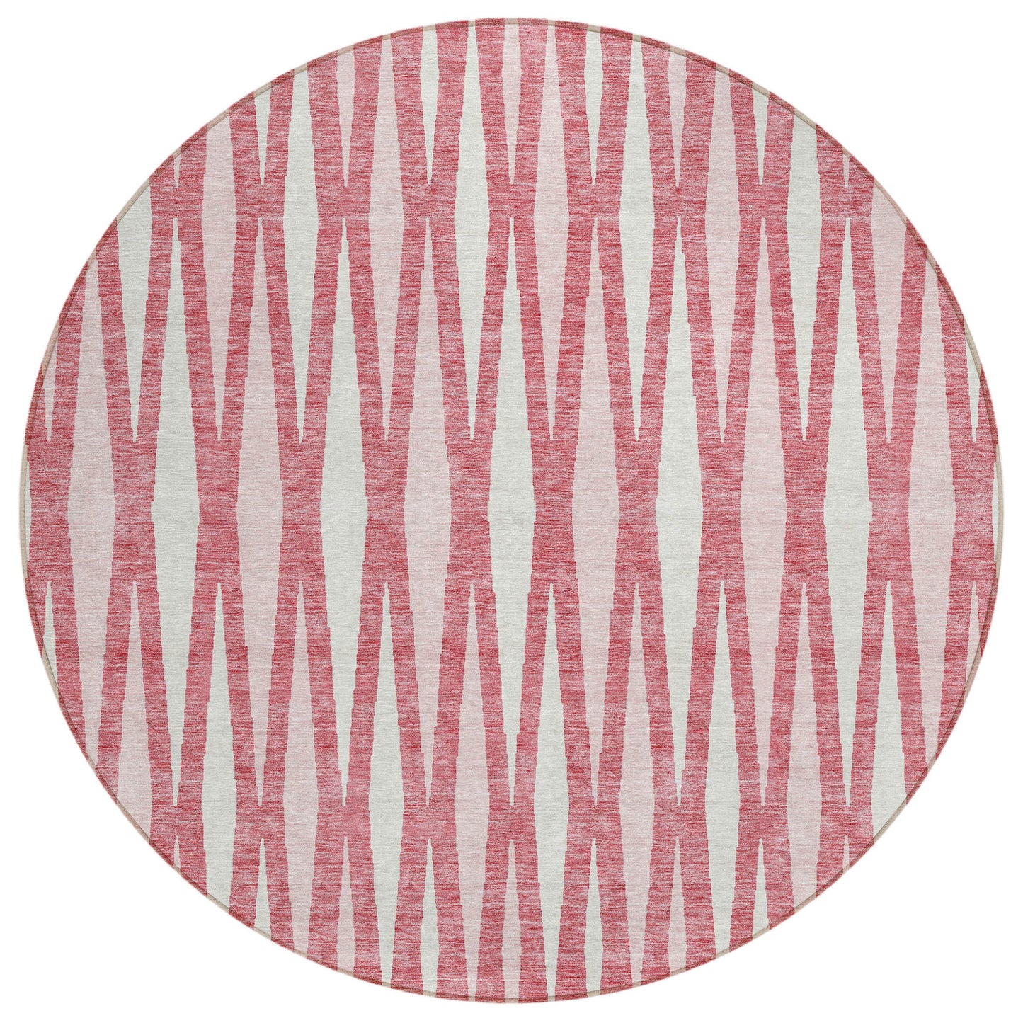 Tabselect Home Line 8' Blush And Ivory Round Geometric Washable Indoor Outdoor Area Rug