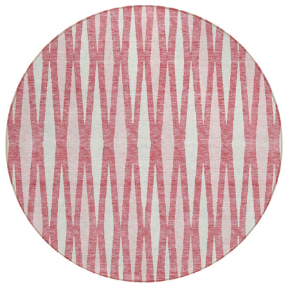 Tabselect Home Line 8' Blush And Ivory Round Geometric Washable Indoor Outdoor Area Rug