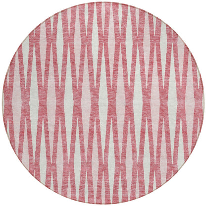 Tabselect Home Line 8' Blush And Ivory Round Geometric Washable Indoor Outdoor Area Rug