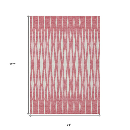 Tabselect Home Line 8' X 10' Blush And Ivory Geometric Washable Indoor Outdoor Area Rug