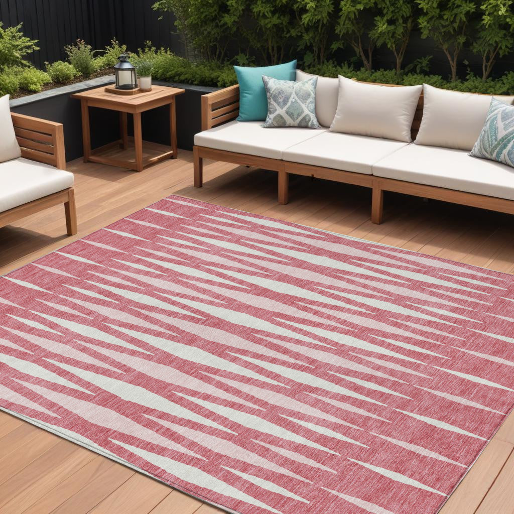 Tabselect Home Line 8' X 10' Blush And Ivory Geometric Washable Indoor Outdoor Area Rug