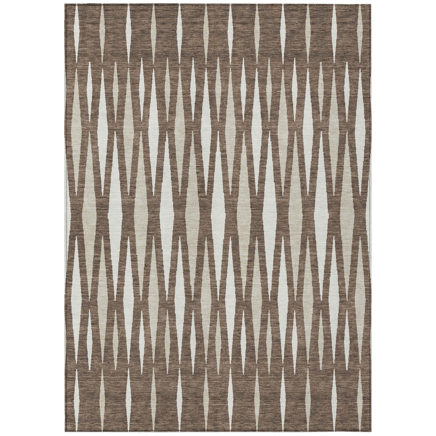 Tabselect Home Line 5' X 8' Brown And Ivory Geometric Washable Indoor Outdoor Area Rug