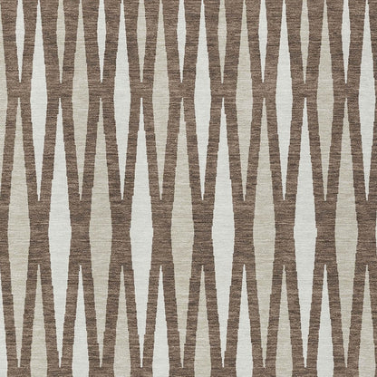 Tabselect Home Line 5' X 8' Brown And Ivory Geometric Washable Indoor Outdoor Area Rug