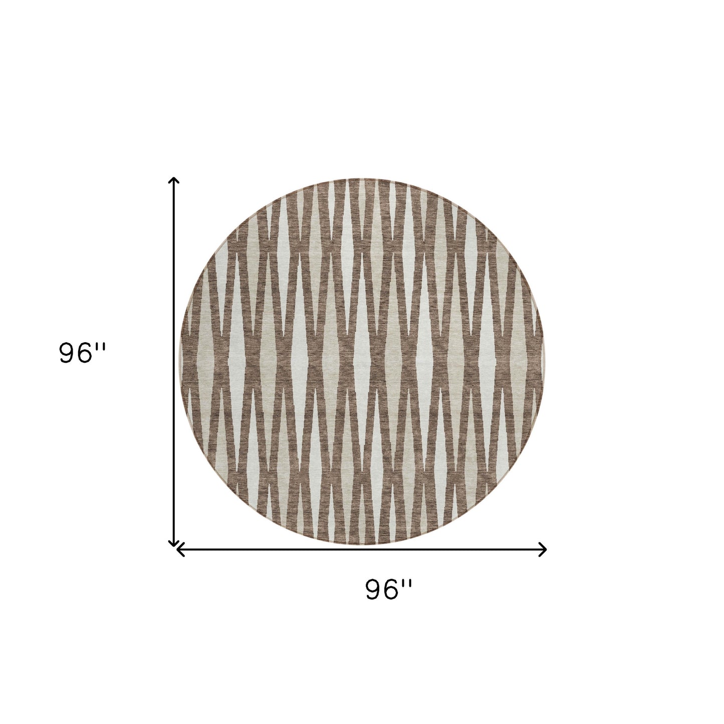 Tabselect Home Line 8' Brown And Ivory Round Geometric Washable Indoor Outdoor Area Rug