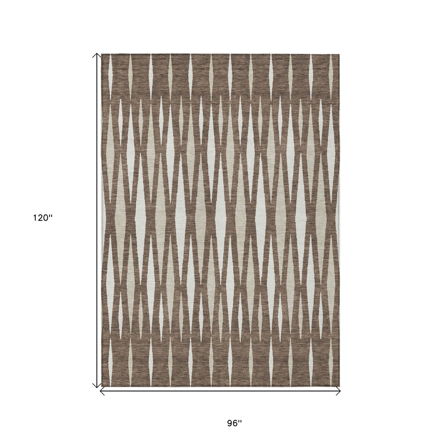Tabselect Home Line 8' X 10' Brown And Ivory Geometric Washable Indoor Outdoor Area Rug