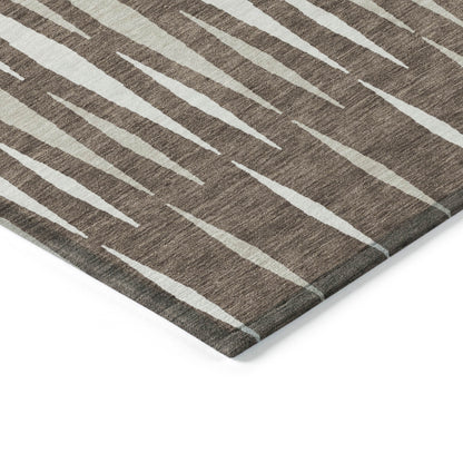 Tabselect Home Line 8' X 10' Brown And Ivory Geometric Washable Indoor Outdoor Area Rug