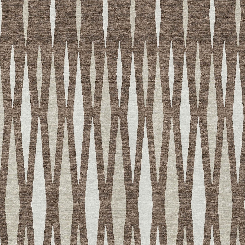 Tabselect Home Line 8' X 10' Brown And Ivory Geometric Washable Indoor Outdoor Area Rug