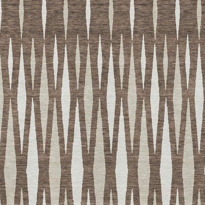 Tabselect Home Line 8' X 10' Brown And Ivory Geometric Washable Indoor Outdoor Area Rug