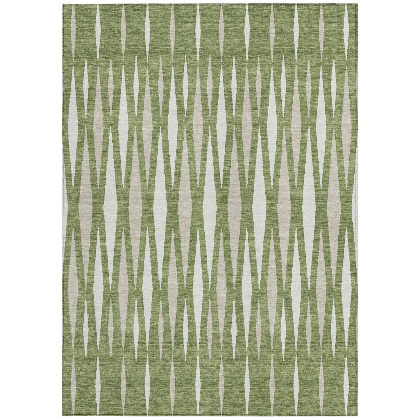 Tabselect Home Line 5' X 8' Green And Ivory Geometric Washable Indoor Outdoor Area Rug