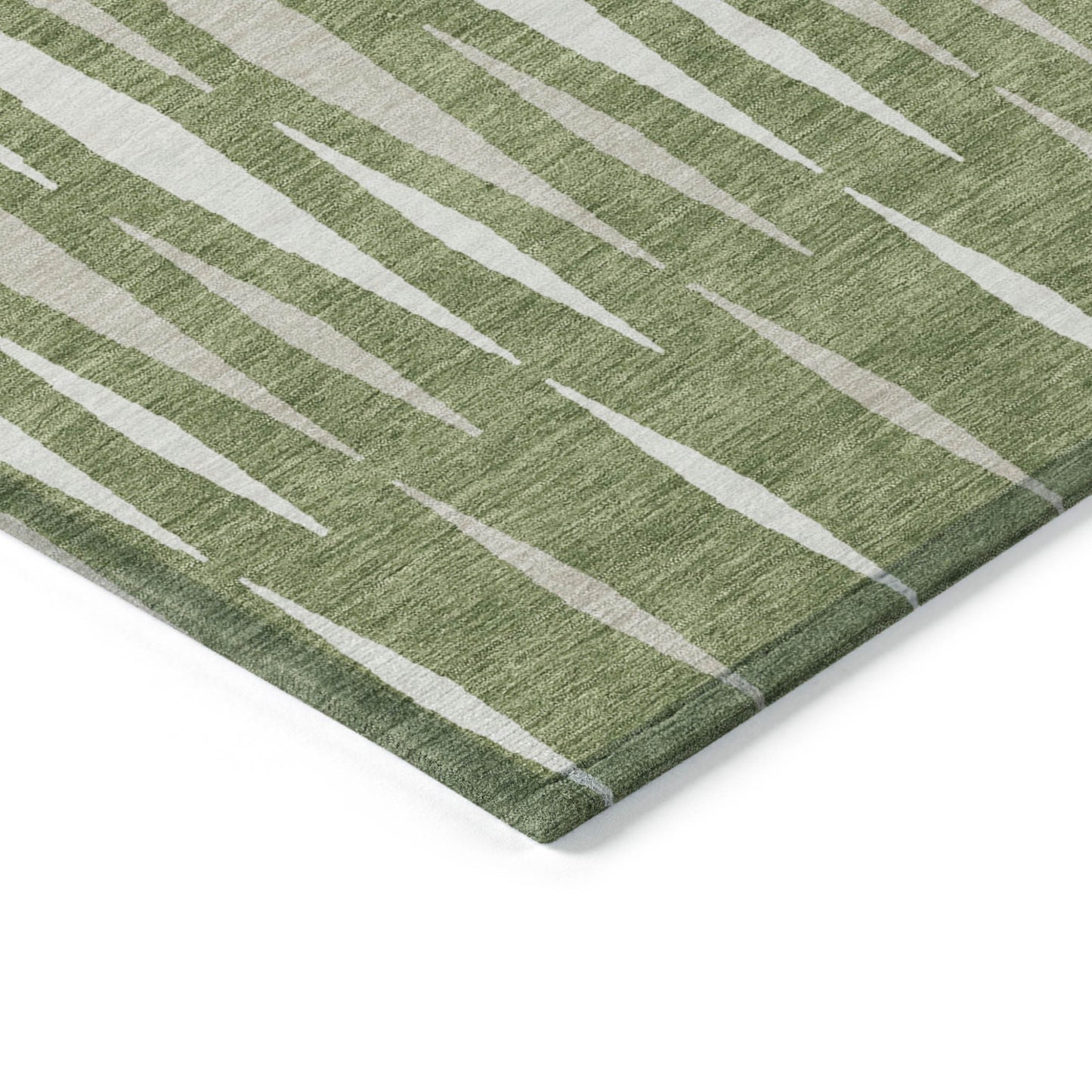 Tabselect Home Line 5' X 8' Green And Ivory Geometric Washable Indoor Outdoor Area Rug