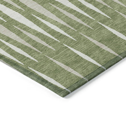 Tabselect Home Line 5' X 8' Green And Ivory Geometric Washable Indoor Outdoor Area Rug