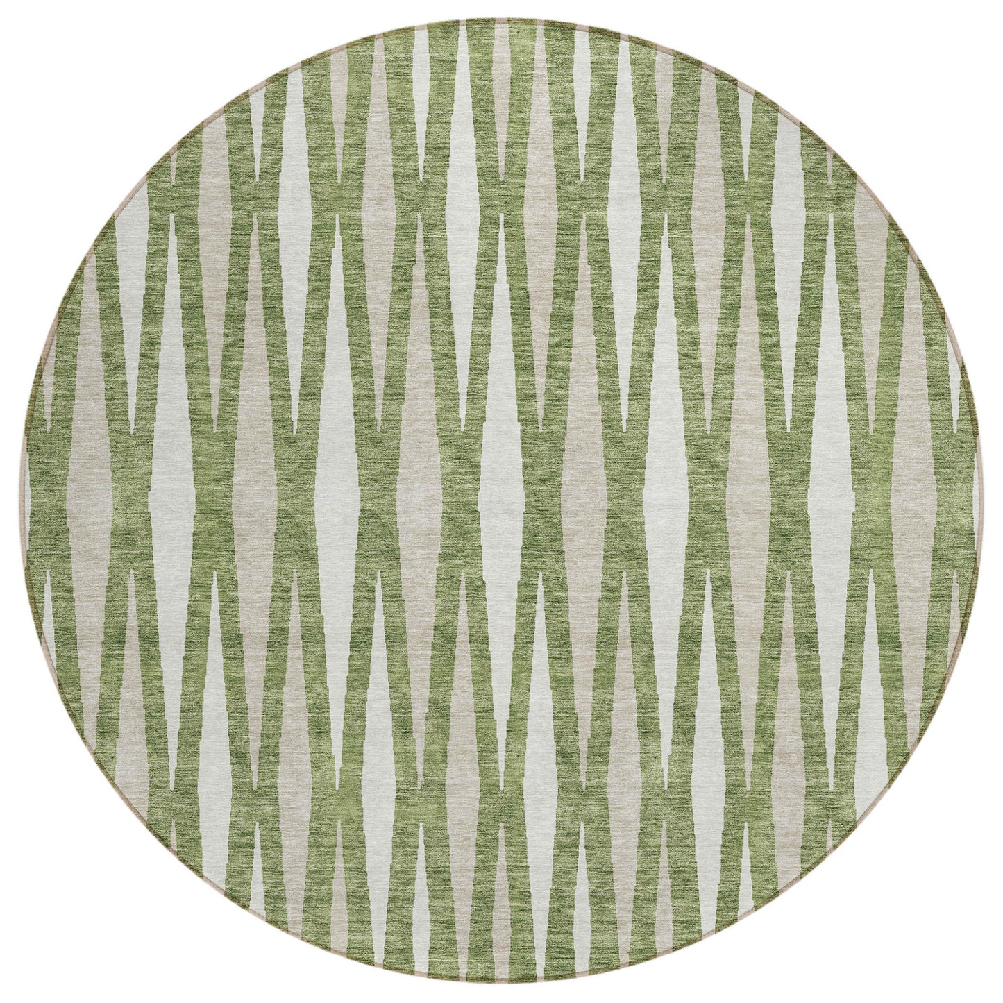 Tabselect Home Line 8' Green And Ivory Round Geometric Washable Indoor Outdoor Area Rug