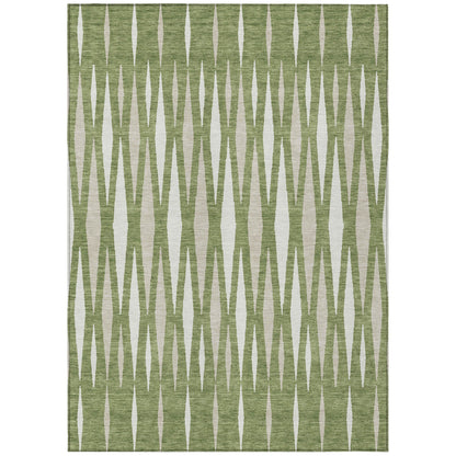Tabselect Home Line 8' X 10' Green And Ivory Geometric Washable Indoor Outdoor Area Rug