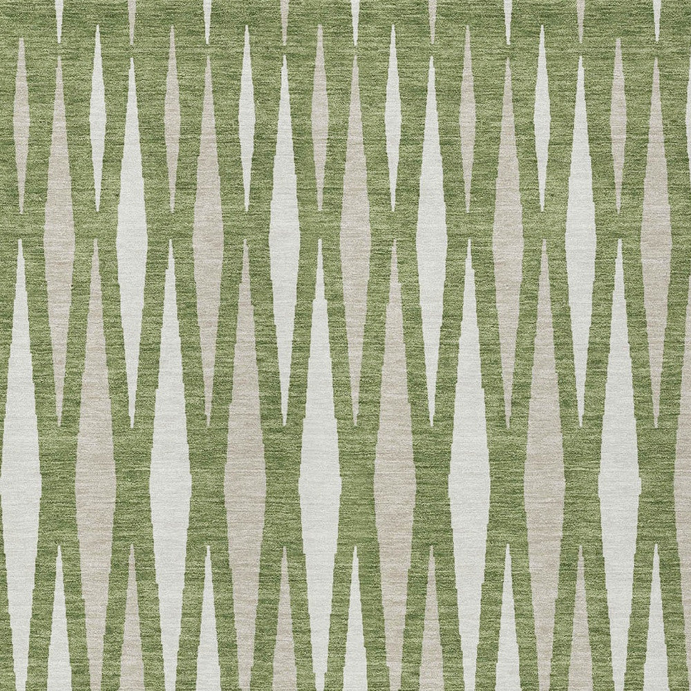 Tabselect Home Line 8' X 10' Green And Ivory Geometric Washable Indoor Outdoor Area Rug