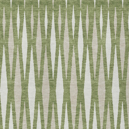 Tabselect Home Line 8' X 10' Green And Ivory Geometric Washable Indoor Outdoor Area Rug