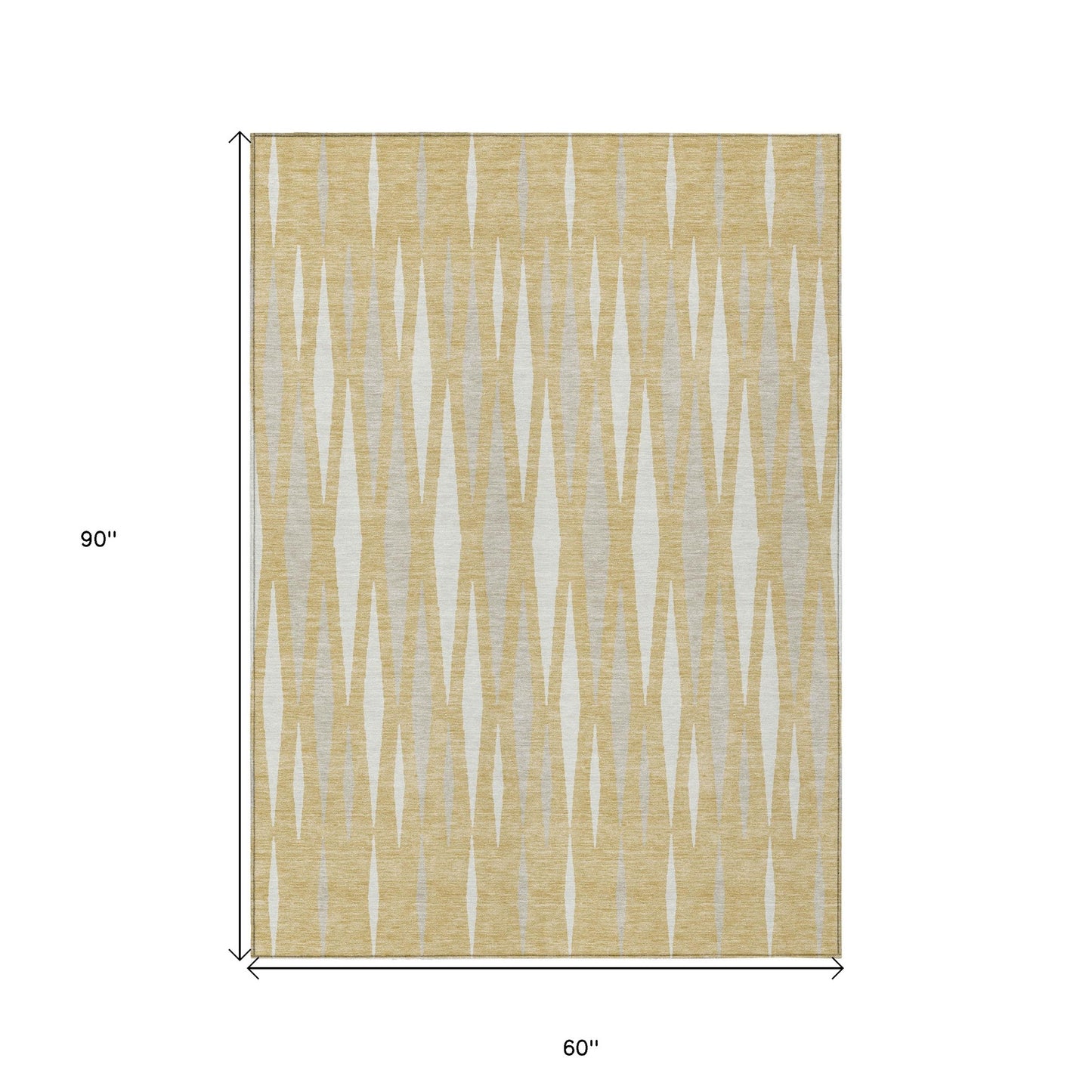 Tabselect Home Line 5' X 8' Gold Gray And Ivory Geometric Washable Indoor Outdoor Area Rug