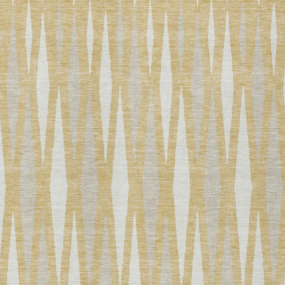 Tabselect Home Line 5' X 8' Gold Gray And Ivory Geometric Washable Indoor Outdoor Area Rug