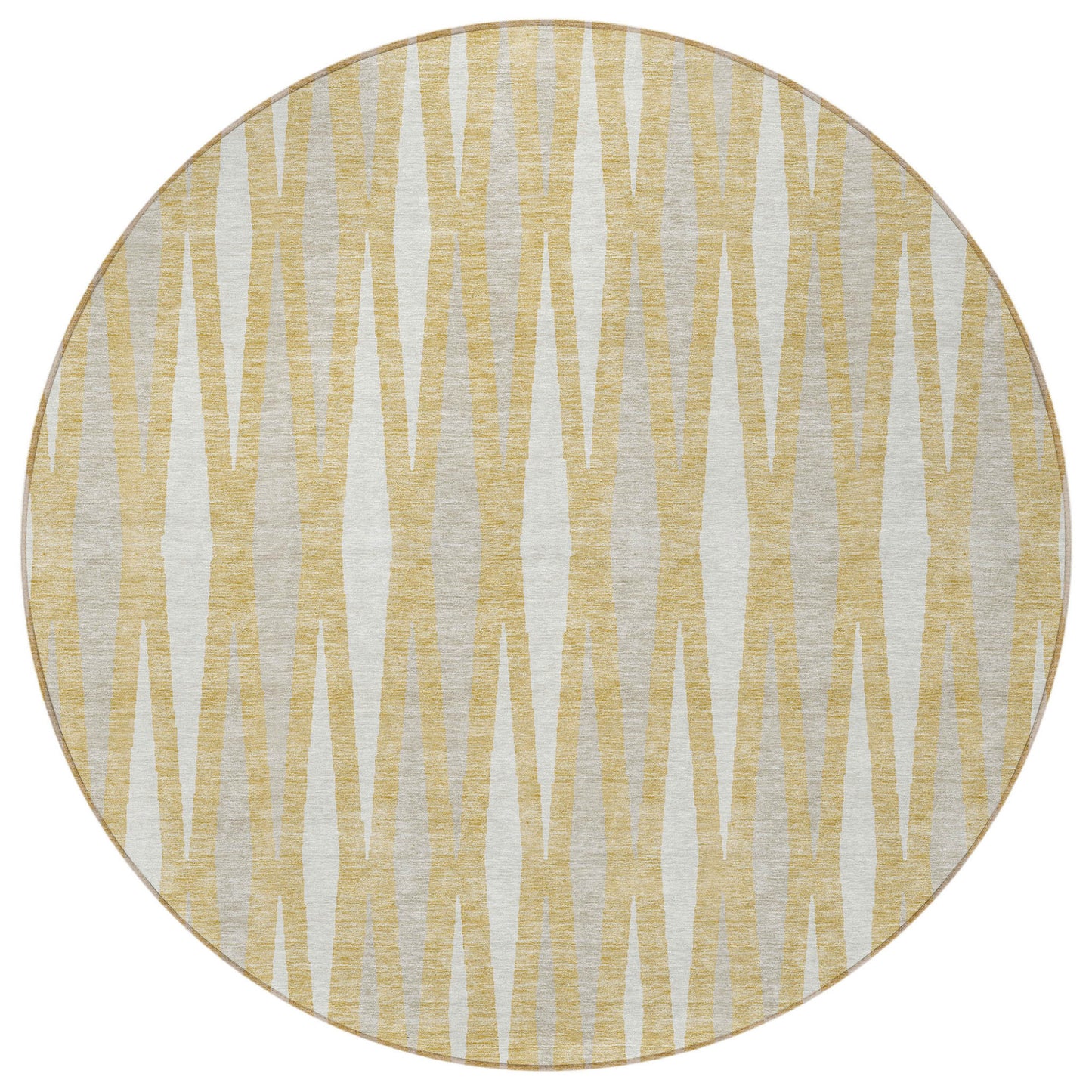 Tabselect Home Line 8' Gold Gray And Ivory Round Geometric Washable Indoor Outdoor Area Rug