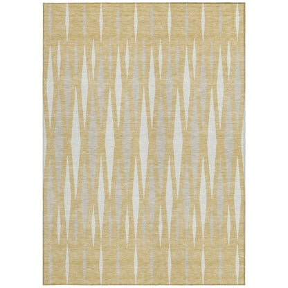 Tabselect Home Line 8' X 10' Gold Gray And Ivory Geometric Washable Indoor Outdoor Area Rug