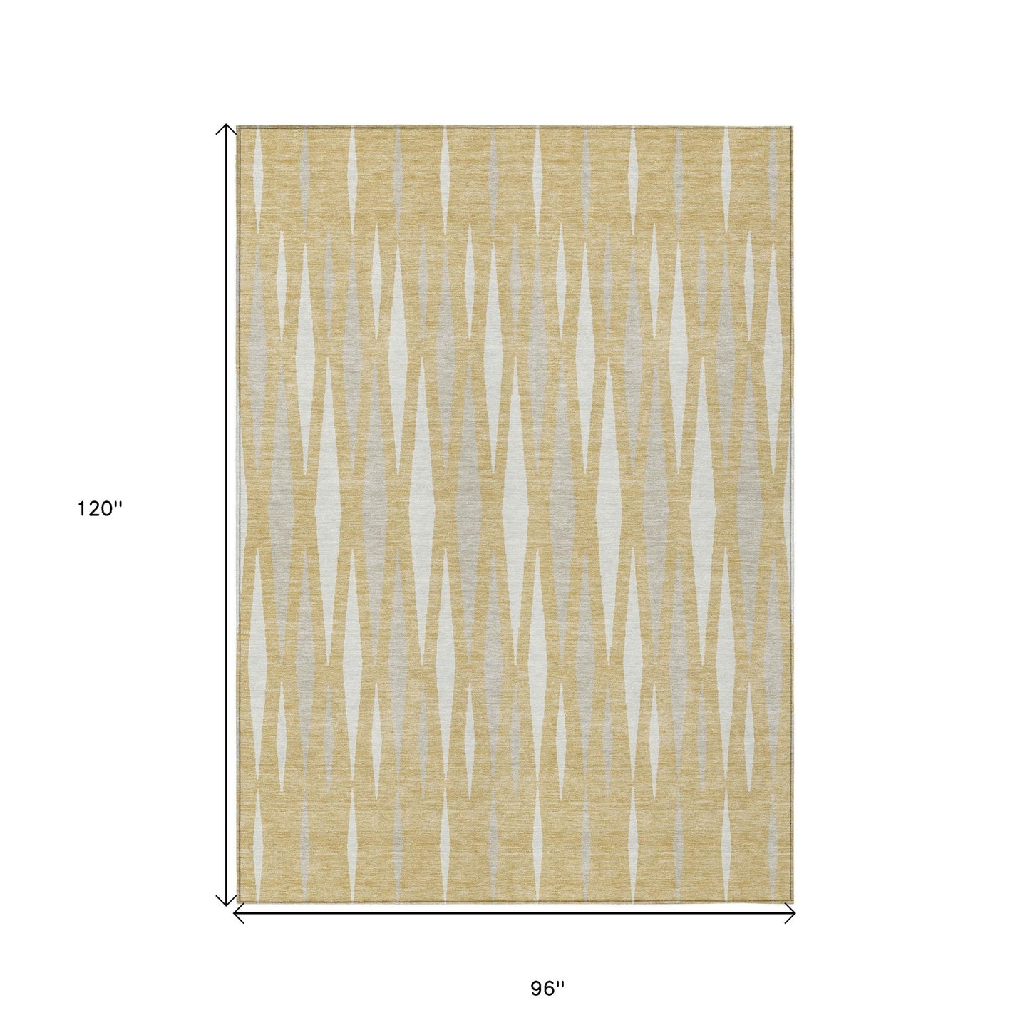 Tabselect Home Line 8' X 10' Gold Gray And Ivory Geometric Washable Indoor Outdoor Area Rug