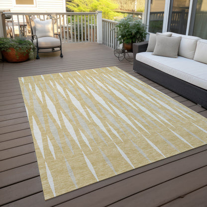 Tabselect Home Line 8' X 10' Gold Gray And Ivory Geometric Washable Indoor Outdoor Area Rug