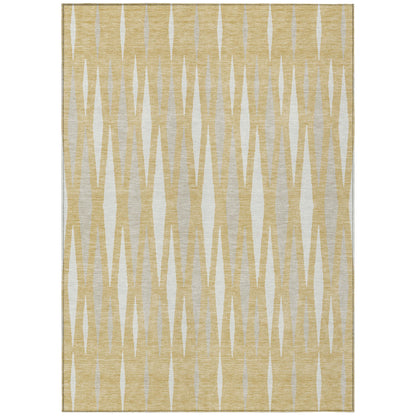 Tabselect Home Line 8' X 10' Gold Gray And Ivory Geometric Washable Indoor Outdoor Area Rug