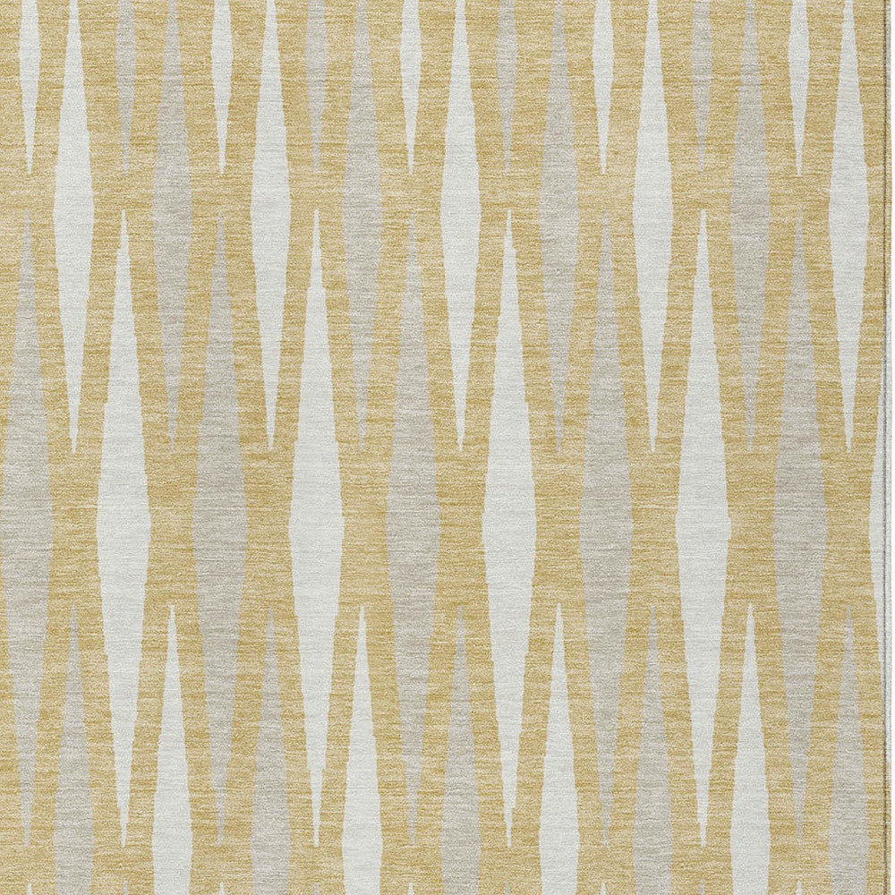 Tabselect Home Line 8' X 10' Gold Gray And Ivory Geometric Washable Indoor Outdoor Area Rug