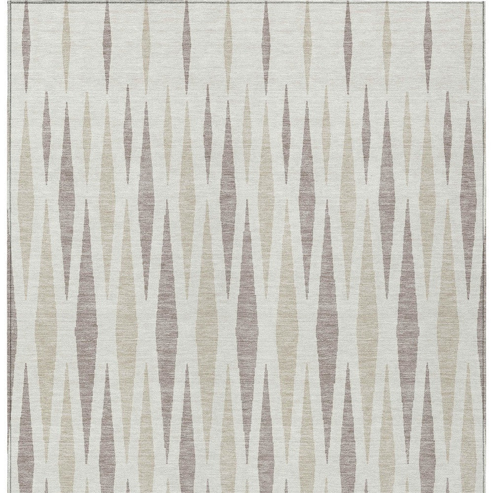 Tabselect Home Line 5' X 8' Ivory Brown And Beige Geometric Washable Indoor Outdoor Area Rug
