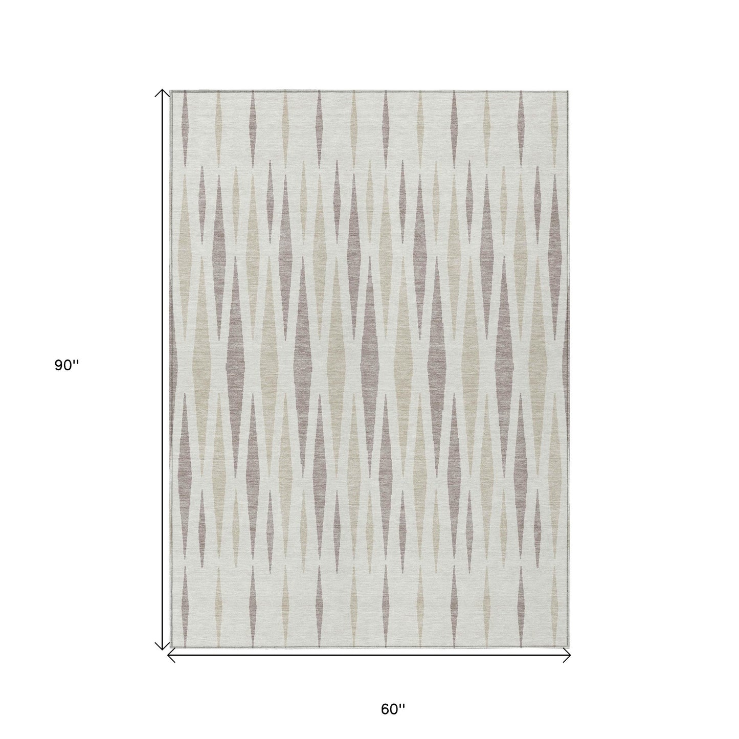 Tabselect Home Line 5' X 8' Ivory Brown And Beige Geometric Washable Indoor Outdoor Area Rug